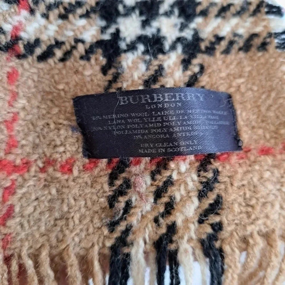 Vintage Y2K Burberry Tan Merino Wool & Angora Nova Check Neutral Unisex Scarf - Picture 3 of 3
